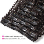 Afro Kinky Curly Human Hair Extensions 10 Pcs/Set Best Clip Ins For Black Hair Natural Black Full Head