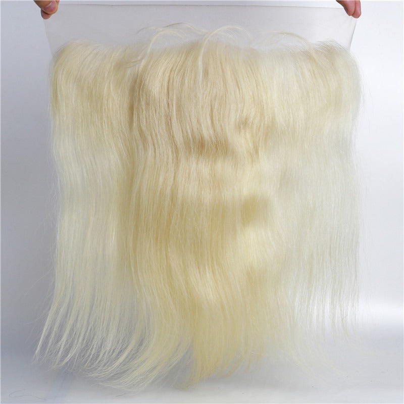 13x4 Lace Frontal Straight 613 Pre Plucked Hairline Human Hair Natural Headline Bleached Knots