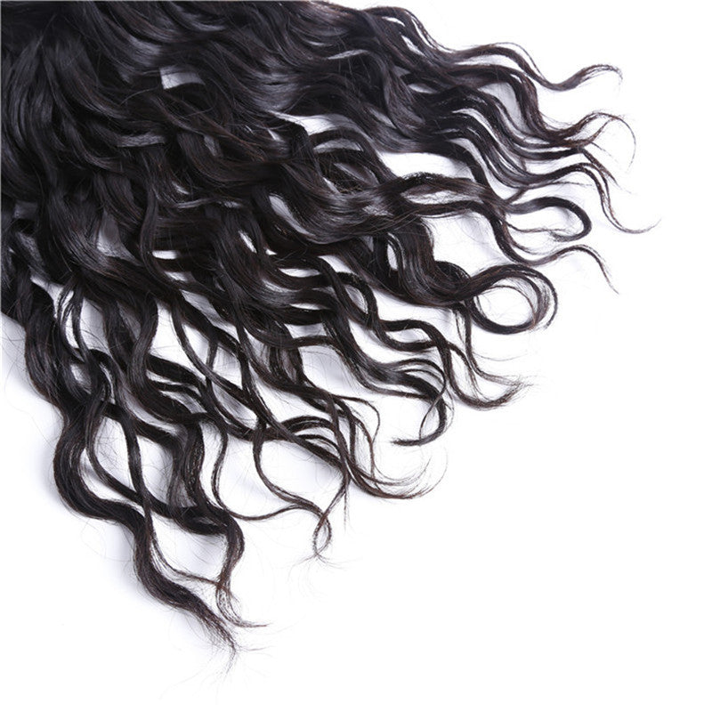 2 Bundles Water Wave With Human Hair 360 Lace Frontal With Baby Hair