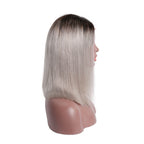 Straight Bob Lace Front Wig 1b/Grey Color Wigs 150% Density Hand Tied