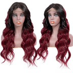 Color Lace Front Wig body Wave Root T 1B_99J Unprocessed Human Hair  Ombre Color Wigs Wholesale For Black Women