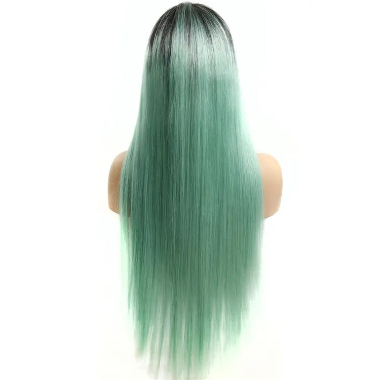 Straight Color Lace Front Wig 1B_Green Natural Headline Bleached Knots Can Be Permed No Chemical Processing