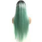Straight Color Lace Front Wig 1B_Green Natural Headline Bleached Knots Can Be Permed No Chemical Processing