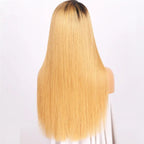 Straight 1B_27 Color Lace Front Wig No Shedding No Tangle Remy Hair No Chemical Processing Pre Plucked Hairline