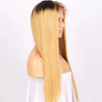 Straight 1B_27 Color Lace Front Wig No Shedding No Tangle Remy Hair No Chemical Processing Pre Plucked Hairline