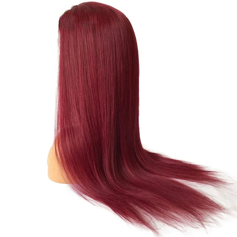 Color Lace Front Wigs 1B_99J Straight Unprocessed Human Hair  Ombre Color Wigs Wholesale For Black Women