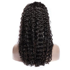 Deep Wave Curly 360 Lace Front Wig 150% Density Natural Color Hand Tied Black Color Glueless