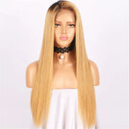 Straight 1B_27 Color Lace Front Wig No Shedding No Tangle Remy Hair No Chemical Processing Pre Plucked Hairline