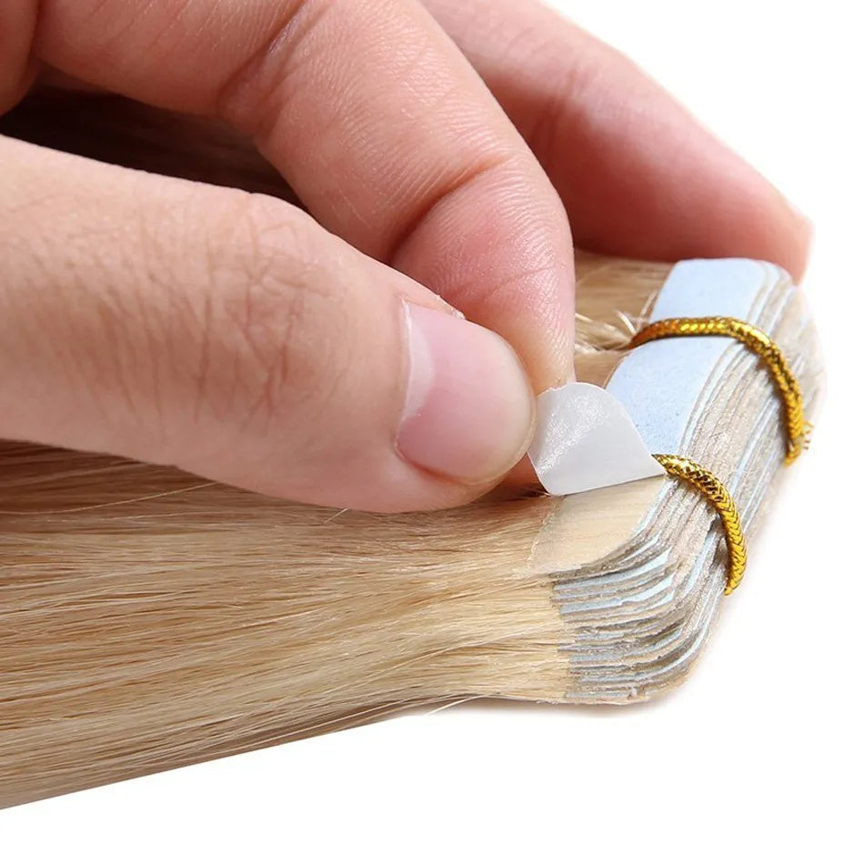 613# 100G Tape In Human Hair Extensions Straight Machine Remy Hair On Adhesives Invisible Tape PU Skin Weft