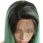 Straight Color Lace Front Wig 1B_Green Natural Headline Bleached Knots Can Be Permed No Chemical Processing